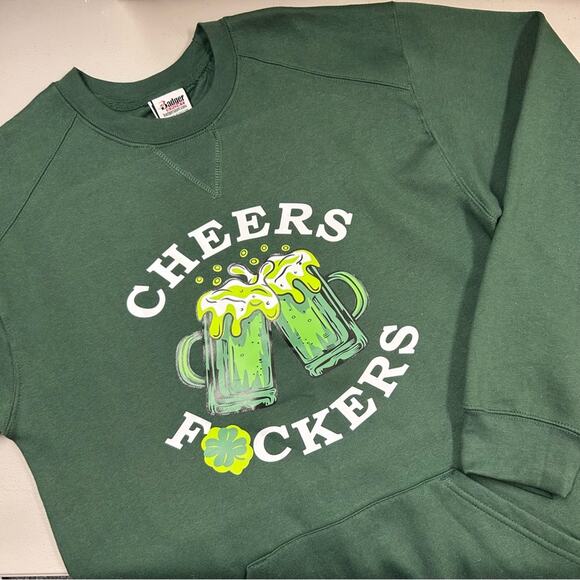 Badger Sport Other - Badger Sport Sweatshirt Green 'Cheers F*ckers' Beer Mug St. Patricks Day Sweater